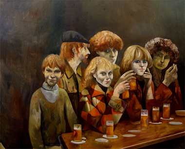 "Kneipenbild", �l auf Leinwand, 1976