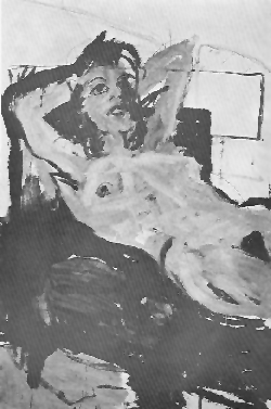 "Frau auf dem Sofa", &Ouml;l auf Papier