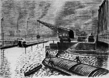 "Zechenhafen" Radierung, um 1920